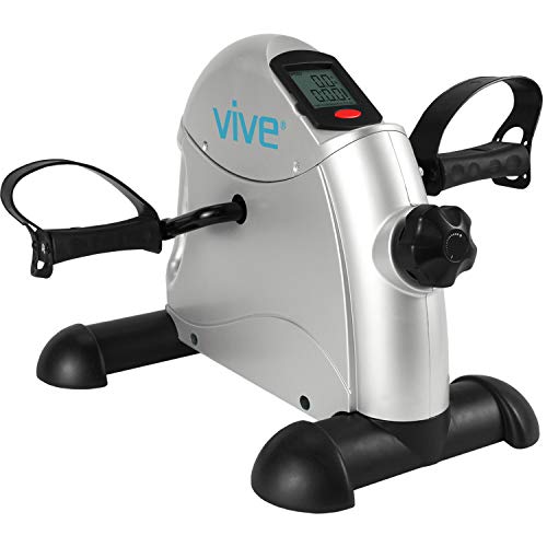 Vive Pedal Exerciser - Stationary Exercise Leg Peddler - Low Impact, Portable Mini Cycle Bike for Under Your Office Desk - Slim Design for Arm or Foot - Small, Sitdown Recumbent Equipment Machine