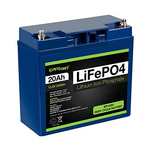 ExpertPower 12V 20Ah Lithium LiFePO4 Deep Cycle Rechargeable Battery | 2500-7000 Life Cycles & 10-Year lifetime | Built-in BMS | Perfect for RV, Solar, Marine, Overland, Off-Grid Applications