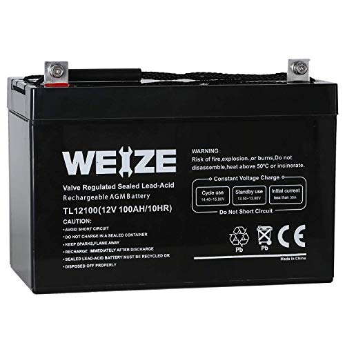 Weize 12V 100AH Deep Cycle AGM SLA VRLA Battery for Solar System RV Camping Trolling Motor, in Series 24V 36V 48V