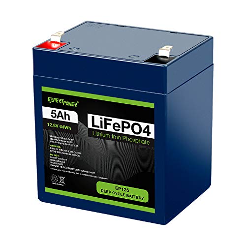 ExpertPower 12V 5Ah Lithium LiFePO4 Deep Cycle Rechargeable Battery | 2500-7000 Life Cycles & 10-Year Lifetime | Built-in BMS