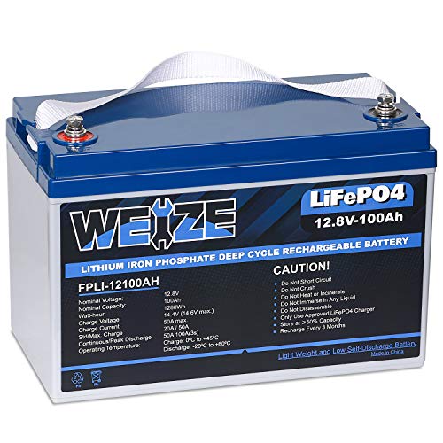 Weize LiFePO4 Battery Lithium Iron Phosphate 100ah 12v, Built-in BMS Up to 7000 Deep Cycle Rechargeable Battery Perfect for RV/Camper, Marine, Overland/Van, and Off Grid Applications System