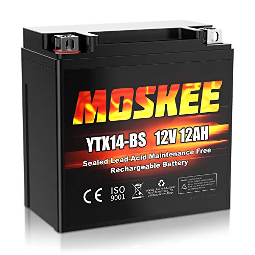 Moskee YTX14-BS Motorcycle Battery High Performance - Maintenance Free - Sealed AGM 12V 12Ah ATV Battery For Honda Yamaha Suzuki Kawasaki