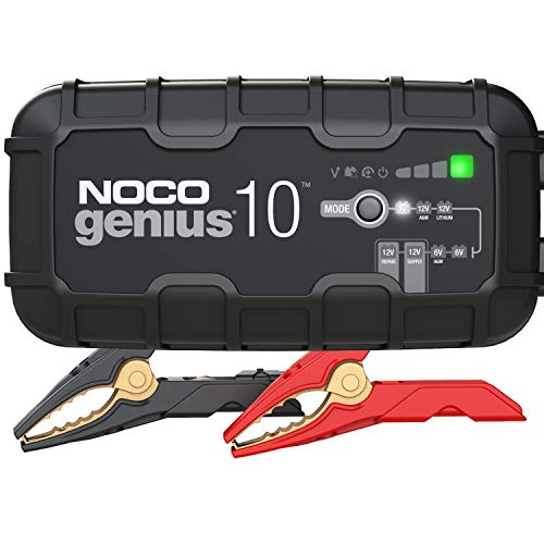 NOCO GENIUS10, 10-Amp Fully-Automatic Smart Charger, 6V And 12V Battery Charger, Battery Maintainer, Trickle Charger, And Battery Desulfator With Temperature Compensation