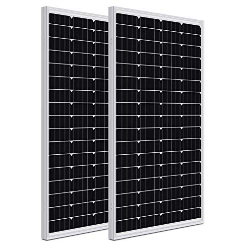 WEIZE 200 Watt 12 Volt Monocrystalline Solar Panel, 2 Pack of 12V 100W