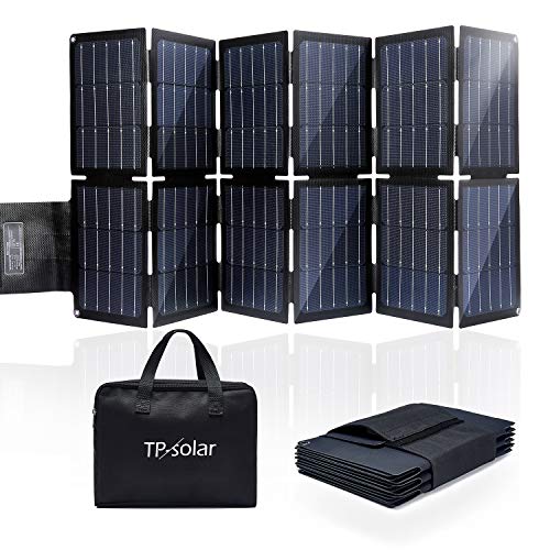 TP-solar 100W Foldable Solar Panel Charger Kit for Portable Generator Power Station Smartphones Laptop Car Boat RV Trailer 12v Battery Charging (Dual 5V USB & 19V DC Output)