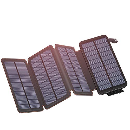 Solar Charger 25000mAh with 4 Solar Panels, IXNINE Solar Power Bank with 2 USB Output Waterproof External Battery Pack Phone Charger, Ultra Bright LED Flashlights for Outdoor Camping